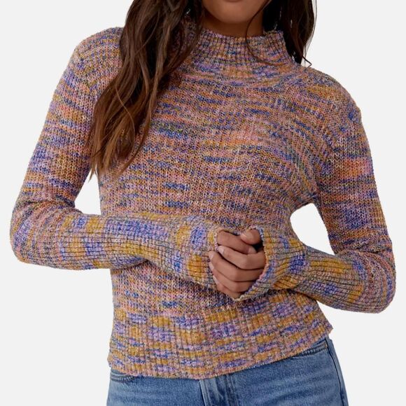 Free People Multi-Color Marl Knit Mock Neck Sweater (Size XS/TP) - Picture 8 of 8